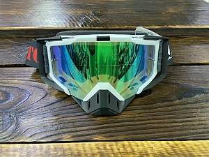 Очки для мотокросса МХ101, зеленая зеркальная линза (черн/бел) Очки для мотокросса МХ101, зеленая зеркальная линза (черн/бел)