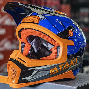 Шлем кроссовый ATAKI SC-18 BLAZE (син/сер/оранж глянц, L) Шлем кроссовый ATAKI SC-18 BLAZE (син/сер/оранж глянц, L)
