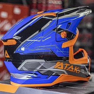 Шлем кроссовый ATAKI SC-18 BLAZE (син/сер/оранж глянц, L) Шлем кроссовый ATAKI SC-18 BLAZE (син/сер/оранж глянц, L)