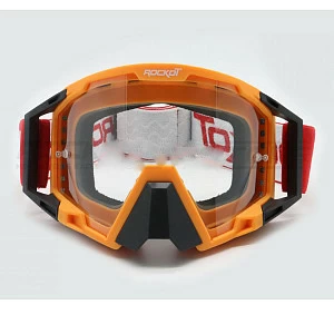 Очки кроссовые ROCKOT RM-375 прозрачная линза (оранж/черн) Очки кроссовые ROCKOT RM-375 прозрачная линза (оранж/черн)