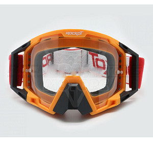 Очки кроссовые ROCKOT RM-375 прозрачная линза (оранж/черн) Очки кроссовые ROCKOT RM-375 прозрачная линза (оранж/черн)