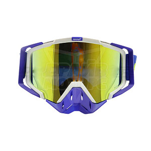 Очки кроссовые ROCKOT RM-323 золотистая линза (бел/син) Очки кроссовые ROCKOT RM-323 золотистая линза (бел/син)