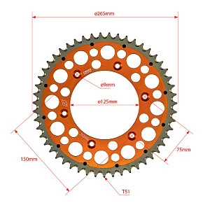 Звезда ведомая биметаллическая GR1, GR7 ( JT R897) 520-51 оранжевая NIBBI Звезда ведомая биметаллическая GR1, GR7 ( JT R897) 520-51 оранжевая NIBBI