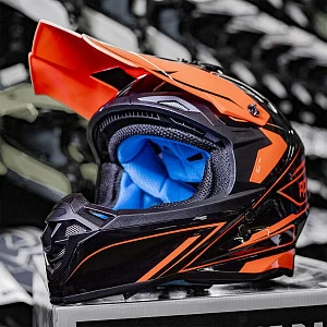 Шлем кроссовый ROCKOT RM-217 Kinetic GL (черн/оранж глянц, XXL) Шлем кроссовый ROCKOT RM-217 Kinetic GL (черн/оранж глянц, XXL)