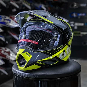 Шлем мотард ATAKI JK802 Valor (кисл желт/сер глянц, L) Шлем мотард ATAKI JK802 Valor (кисл желт/сер глянц, L)