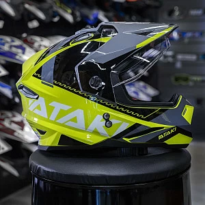 Шлем мотард ATAKI JK802 Valor (кисл желт/сер глянц, L) Шлем мотард ATAKI JK802 Valor (кисл желт/сер глянц, L)