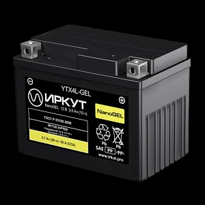 Мотоциклетный аккумулятор ИРКУТ YTX4L-GEL (2024)