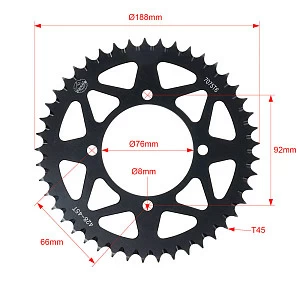 Звезда ведомая аллюминиевая питбайк 428-45T черная  SM-PARTS Звезда ведомая аллюминиевая питбайк 428-45T черная  SM-PARTS