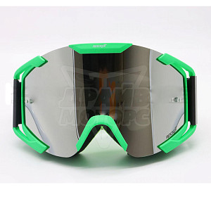 Очки кроссовые ROCKOT RM-378 серебристая линза (зел)