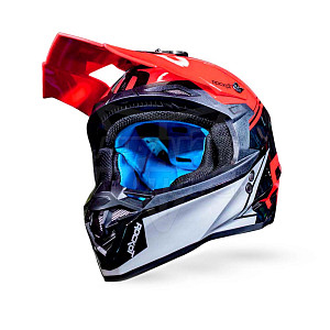 Шлем кроссовый ROCKOT RM-217 Trick (сер/красн/черн глянц, XS) Шлем кроссовый ROCKOT RM-217 Trick (сер/красн/черн глянц, XS)